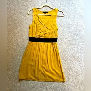 Mustard yellow mini dress with ruffle detail